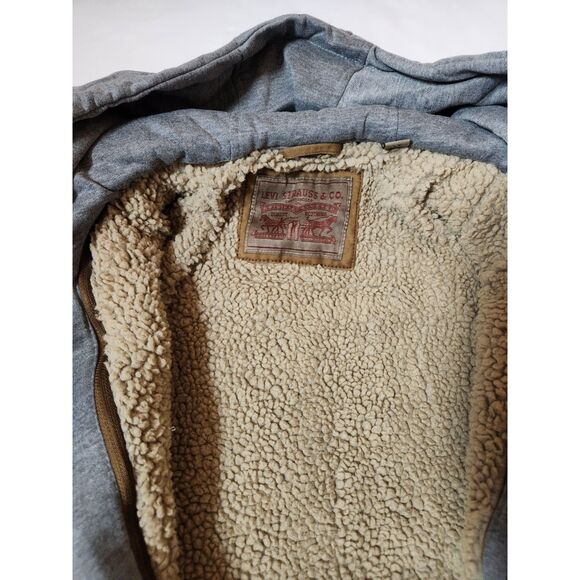 Levi's Men's Large Tall Hooded Military Jacket – Washed Cotton, Sherpa Lined - Picture 5 of 11